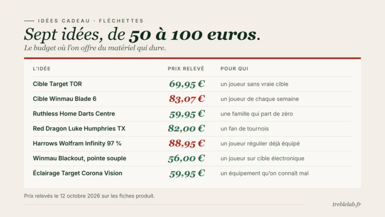 Cadeau fléchettes entre 50 et 100 euros : le budget du vrai matériel